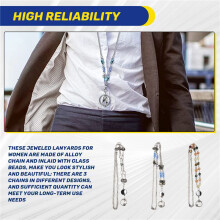 3 StüCke Einziehbares Abzeichen Rollen Lanyard mit Namenskarten ID Halter für Damenmode Perlen Abzeichen Lanyard Halskette