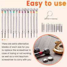 13 Pieces Precision Watch Screwdriver Jeweler Watch Screwdriver Set 0.6-2.0 mm with 13 Extra Replace Blades