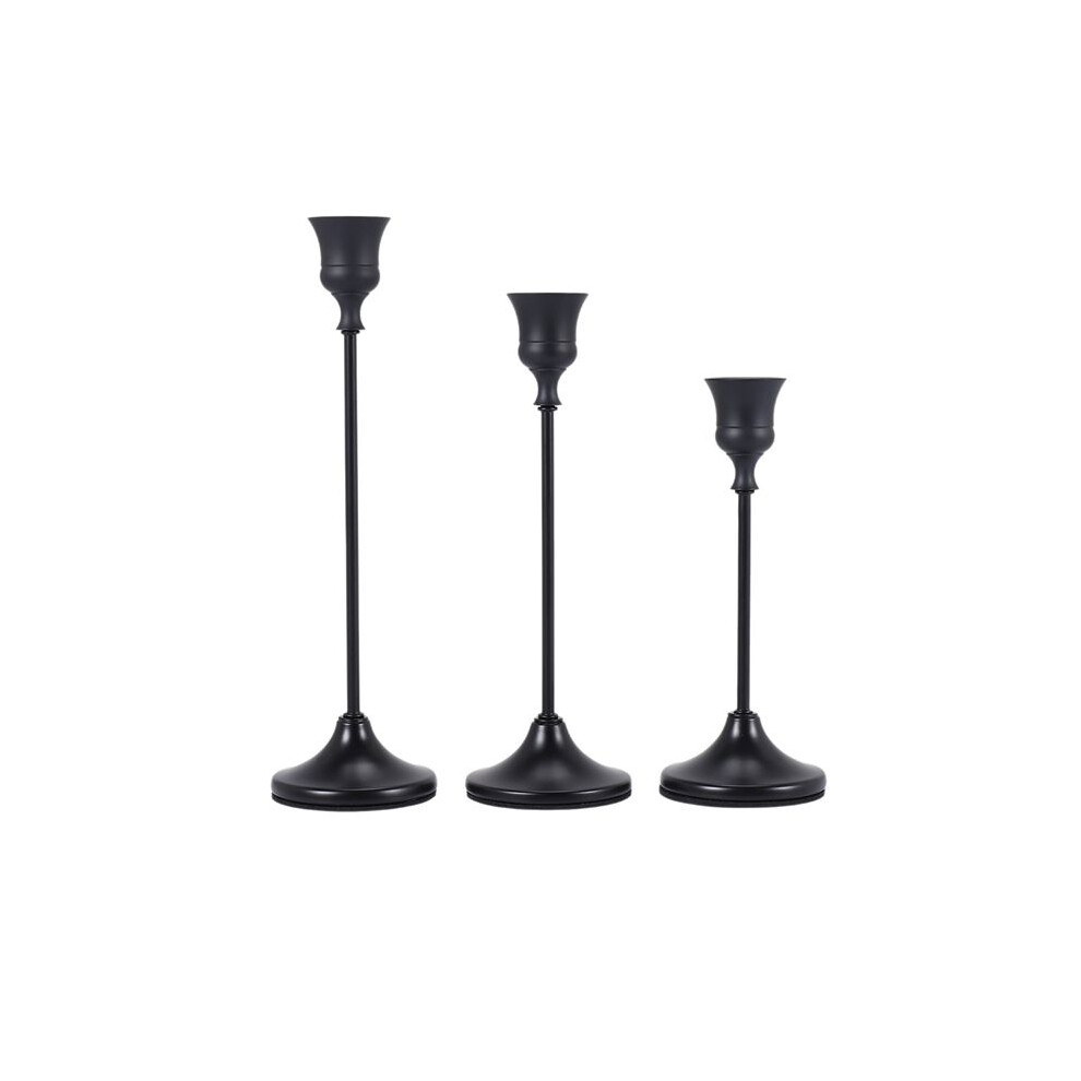 Taper Candle Holders Candlestick Set Of 3 Candle Stick Long Holder For Fireplace Dining Table Home Decoration Black 4714040823814