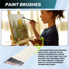 12Pcs Acrylic Paint Brushes Set, Professional Round-Pointed Tip Artist Paint Brushes for Acrylic Watercolor Oil Painting