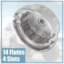 Chiave per Tappo Filtro Olio 14 Scanalature Strumento di Rimozione un 4 Scanalature per Motore Camry RAV4 Highlander 2.5L-5.7L, Bianca Argento