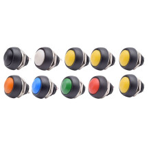 Interruptor de 2 Pines, 10 Uds., 12Mm, 1A, Resistente Al Agua, PBS-33B, 12V, Interruptor de BotóN MomentáNeo, Reinicio, PBS-33B Sin Bloqueo