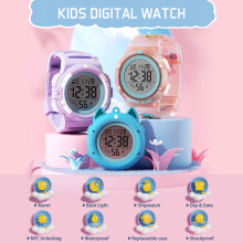 Set di orologi digitali impermeabili per bambini con NFC 50M, 3 custodie e 2 cinturini DIY