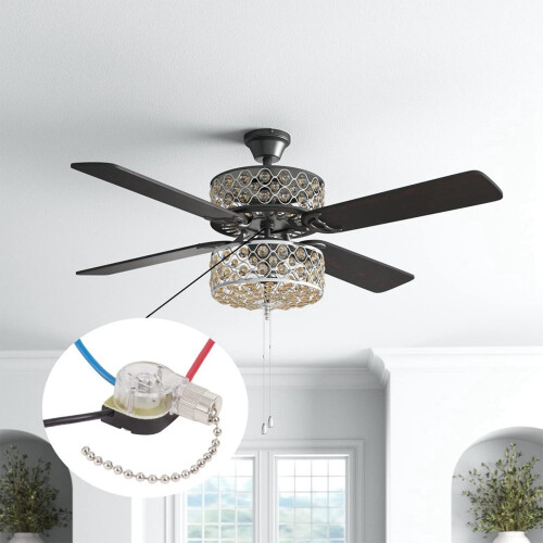 3Pack Ceiling Fan Light  ZE-110 Fan  3 Way Speed Fan  Ceiling Pull Chain  Replacement (Nickel) 1
