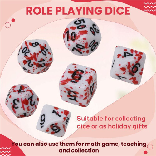 14 Stycken BlodstäNktäRningar Polyedriska TäRningar med 7 TäRningar för RPG DND Rollspel TäRningsspel 2