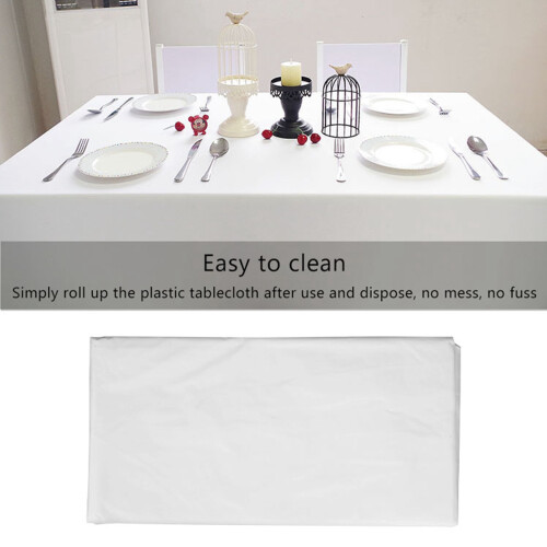 8 Pack Round Tablecloth, 84 Inch White Disposable Table Covers PEVA Waterproof Plastic Round Tablecloths (White) 2
