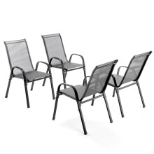 BIRCHTREE Garden Chairs Set of 4 Stackable Grey