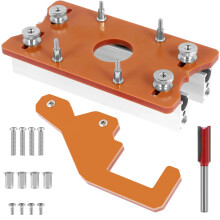 Woodworking Router Base for Precise Grooving, 2in1 Cabinet Slotting Tool, Dustproof Wardrobe Jig, 3Piece Orange Set