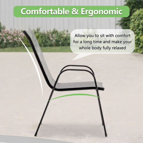 Birchtree BIRCHTREE Garden Chairs Set of 4 Stackable Grey 2