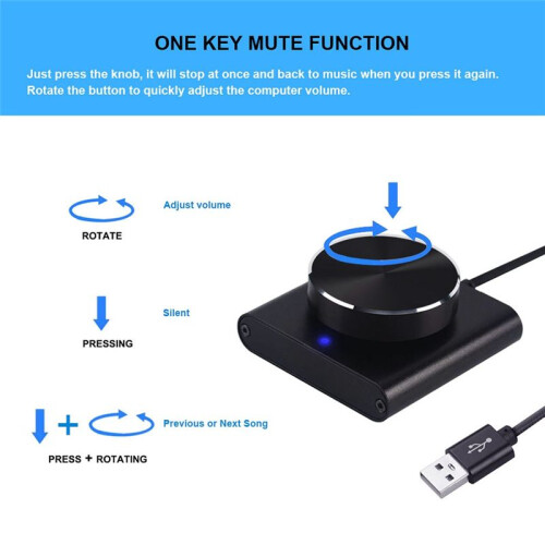 USB Volume Control Lossless PC Computer Speaker Volume Controller Knob Adjuster Digital Control with One Key Mute 1