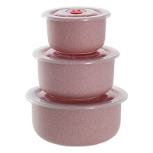 Bento Box Fiambrera de Paja de Trigo Ensaladera Ecológica con Tapa Puede Ser un Recipiente de Almacenamiento de Alimentos para Microondas Rosa