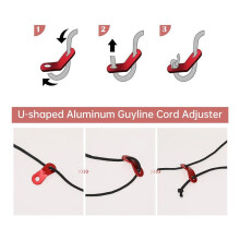 20PCS Aluminum Alloy Rope Tensioner Tent Guyline Cord Adjuster Dual Holes Wind Rope Tent Buckle Ultralight Tent Stakes