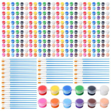 336 Pcs  Acrylic Paint Set 24 Set 12 Colors Acrylic Paint Strips 48Pcs Painting Brushes for Kids Adults (2ml)