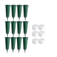 12 Pcs Cemetery Vases with Spikes Memorial Floral Vases Grave Flower Holder Cone in Ground Vases with Stakes Green