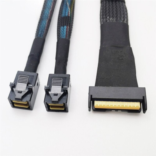 0.8m Server Adapter Cable Slimesas MCIO 8I to 2xSFF-8643 MINISAS Server Data Multifunction Convenient Adapter Cable