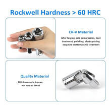 Universal Drive Connector Socket Set, 360 Degree Rotating Socket Maintenance Fasteners, Suitable for Car Modification