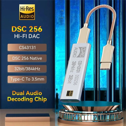 DAC CS43131 DSD256 Headphone Amplifier USB Type C to 3.5mm Output AUX Adapter HiFi Audio Chip Amp Decoder for Android 1