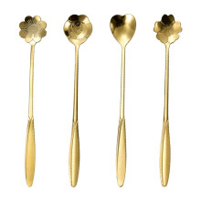 Stainless Steel Flower Gold Scoop Coffee Spoon Gift Kitchen Dessert Tea Accessories Tableware Decoration Set 18Cm