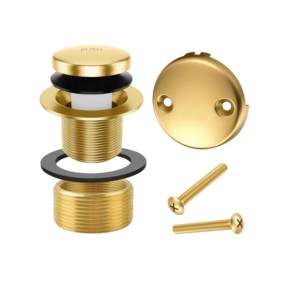 Gold Tub Drain Overflow Kit-Universal Bathtub Drain Replacement With 2Hole Overflow Faceplate Set,Tip-Toe Conversion Kit 4714182153299