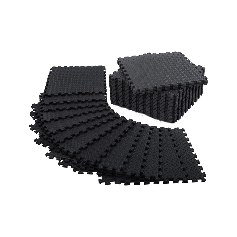 12 Pack Floor Exercise Mat For Home Gym Or Floor Padding For Yoga, Weights Gym Equipment Black