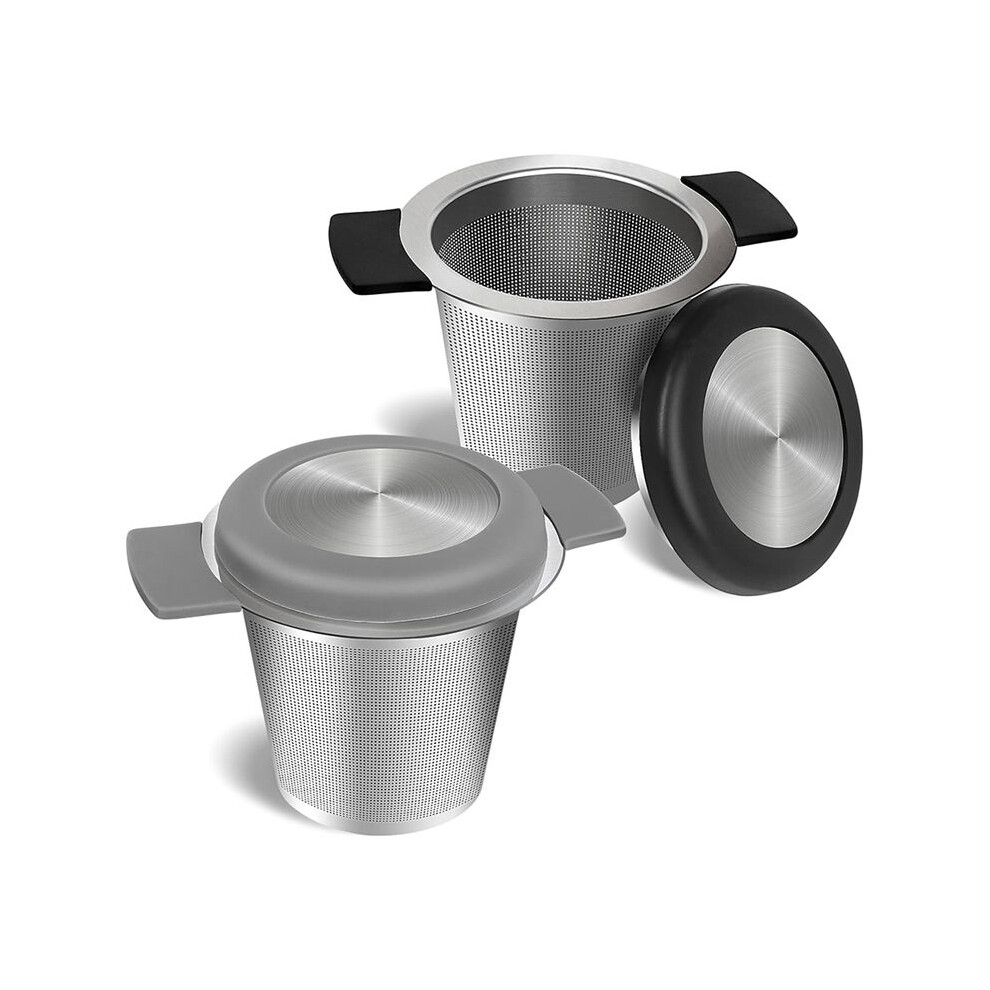 Semoic Fine Mesh Tea Infusers,2Pcs Large Tea Strainers For Tea Stainless Steel Tea Steeper With Heat Proof Silicone Handles