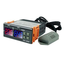 Dual Display Temperature and Humidity Controller STC-3028 10A AC110-220V, Intelligent Digital Thermostat for Incubators