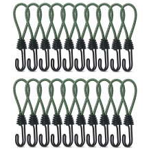 20PCS Tent Elastic Rope Cord Hook Outdoor Camping Canopy Tarp Tent Fixing Cord String Carabiner Hooks Accessories Green