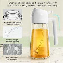 2 in 1 Oil Dispenser and Oil Sprayer, About 16Oz Glass Oil Spray Dispenser Bottle for Kitchen Orange