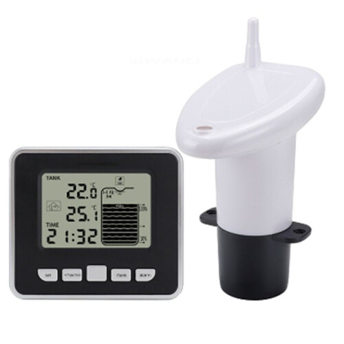 Wireless Ultrasonic Water Tank Liquid Level Meter with Temperature Sensor Water Level  Display Low Battery Indicator
