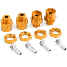 4 Stck Metall-Sechskantadapter 12 mm auf 17 mm Rad-Sechskantnaben-Adapter-VerläNgerungskonvertierungsmuttern für 1/10 RC-Auto, Gelb