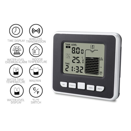 Wireless Ultrasonic Water Tank Liquid Level Meter with Temperature Sensor Water Level  Display Low Battery Indicator 1