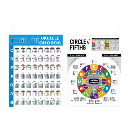 Ukulele Chord Chart Sticker Ukelele Music Education Guitar Chord Chart for Beginner  Size 1