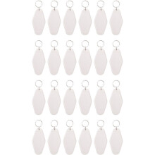 24 Pcs Vintage Motel Keychain DIY Blank Hotel Keychains Heat Transfer Blank Keychains Bulk Sublimation (White)