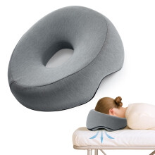 Memory Foam Face Down Pillow with Ergonomic Facial Contour for Massage Table and PostSurgery Recovery