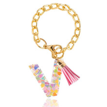 Letter Charm Accessories for -Cup 1 PCS Cute Initial Keychain Handle Charm for -Tumbler for Women Girls,V