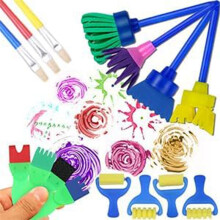 Kids Paint Brushes Set, 12 Pack Washable Sponge Painting Brushes, Early Learning Sponge Painting Tools