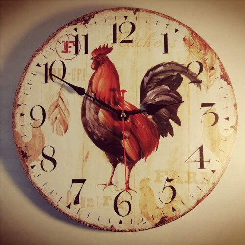 Kitchen Wall Clock 10 Inch Rustic Rooster Silent Non Ticking Wall Clock Quartz Battery Operated Round Wall Clock 1