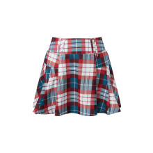 (S, Blue) Women Plaid Mini Skirt Summer Fashionable Pleated A Line Short Skirts for Party Work