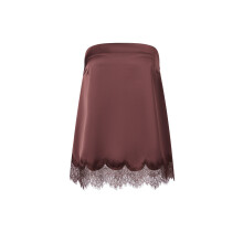 (M, Dark Brown) Women's Lace Hem Tube Tops Summer Strapless Solid Color Bandeau Tops Loose Fit Shirts