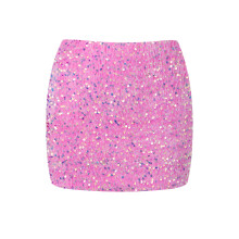 (M, Pink) Women's Sequin Mini Skirts Fashion Sparkly Slim Fit Short Pencil Skirts Fashion Club Skirts