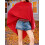 (S, Red) Women's Triangle Pullover Poncho Sweater Cowl Neck Solid Color Asymmetrical Knit Tops Shawl Wraps 6