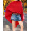 (S, Red) Women's Triangle Pullover Poncho Sweater Cowl Neck Solid Color Asymmetrical Knit Tops Shawl Wraps 7