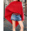 (S, Red) Women's Triangle Pullover Poncho Sweater Cowl Neck Solid Color Asymmetrical Knit Tops Shawl Wraps 5