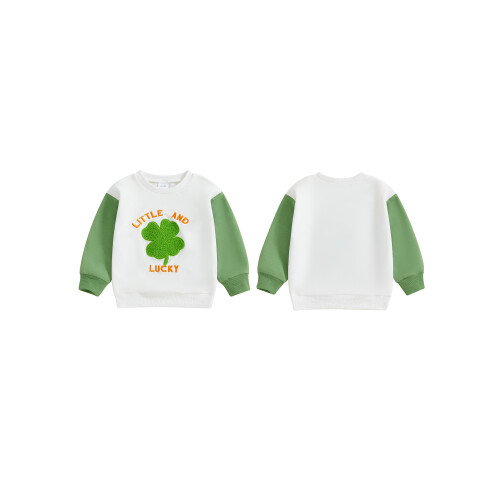 (3-4 Years, White) Φούτερ patchwork με στρογγυλή λαιμόκοψη 1