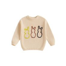 (4-5 Years, Yellow) Maglioni invernali per bambini, a maniche lunghe, girocollo, con ricamo di coniglietto.