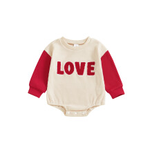 (6-12 Months, Red) Tutina per neonati San Valentino con ricamo, maniche lunghe, in maglia a nido d'ape, abbigliamento primaverile.