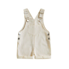 (6-12 Months, Khaki) Tutina con bretelle per neonati e bambini, con stampa a righe, senza maniche, corta, per maschietti e femminucce.