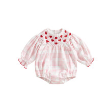 (6-12 Months, Pink) Tutina da bambina a maniche lunghe con scollo rotondo a cuori, ideale per l'autunno e San Valentino.