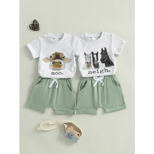(3-4 Years, Gray) Καλοκαιρινά ρούχα μωρών και σορτσάκι. 2