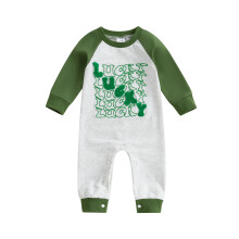 (0-3 Months, Gray) Tutina casual per neonato irlandese a maniche lunghe con scollo rotondo e ricamo a lettere. Abbigliamento per neonati.